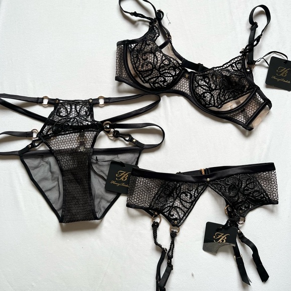Honey Birdette Other - Honey Birdette Black Lace Lingerie Set